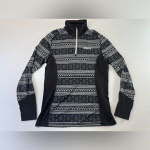 Women's M Black white Gray Long Sleeve performance Top base layer *some pilling